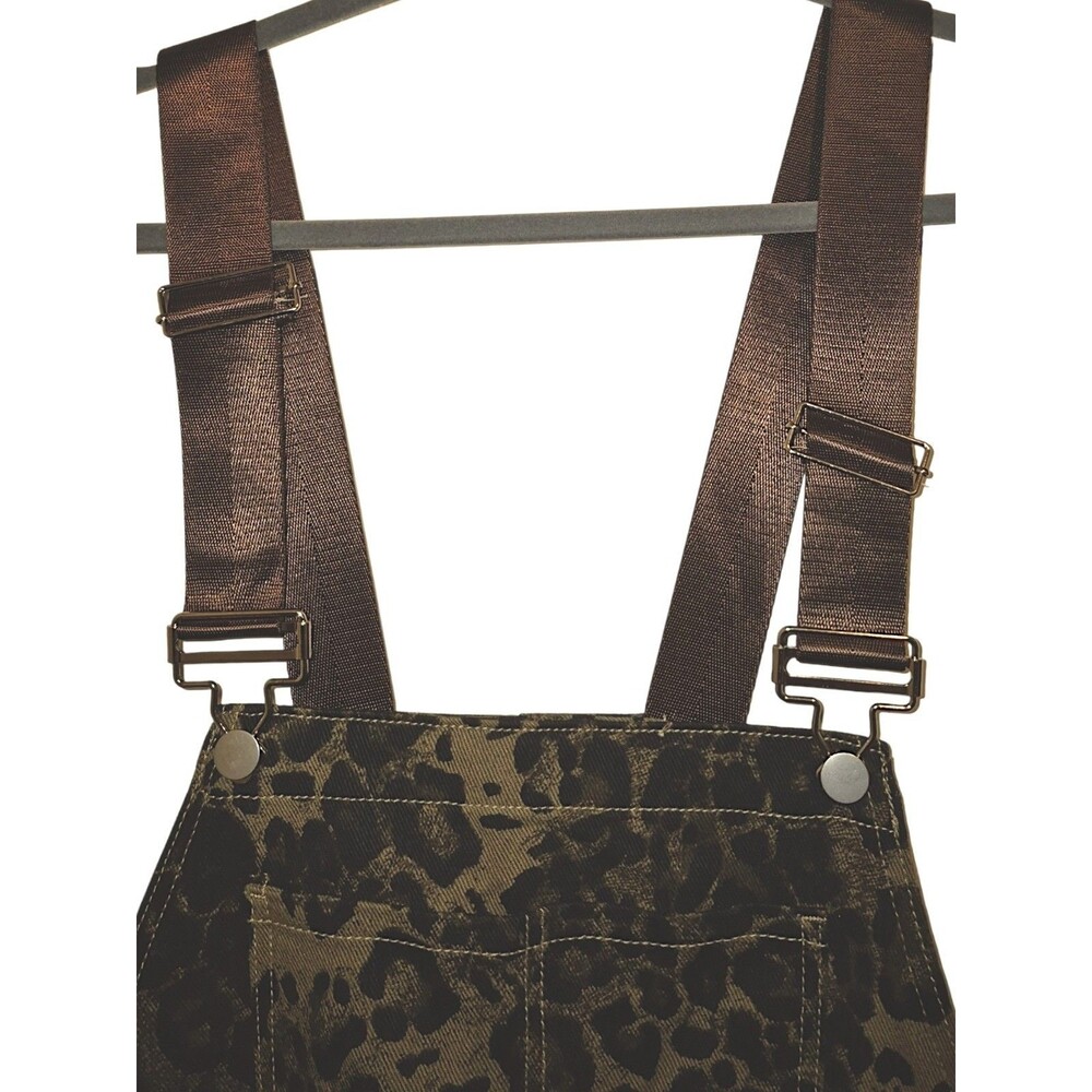 Aelfric Eden Overalls Womens XL Green Animal Print Cargo Pockets Leopard Y2K - Picture 6 of 7